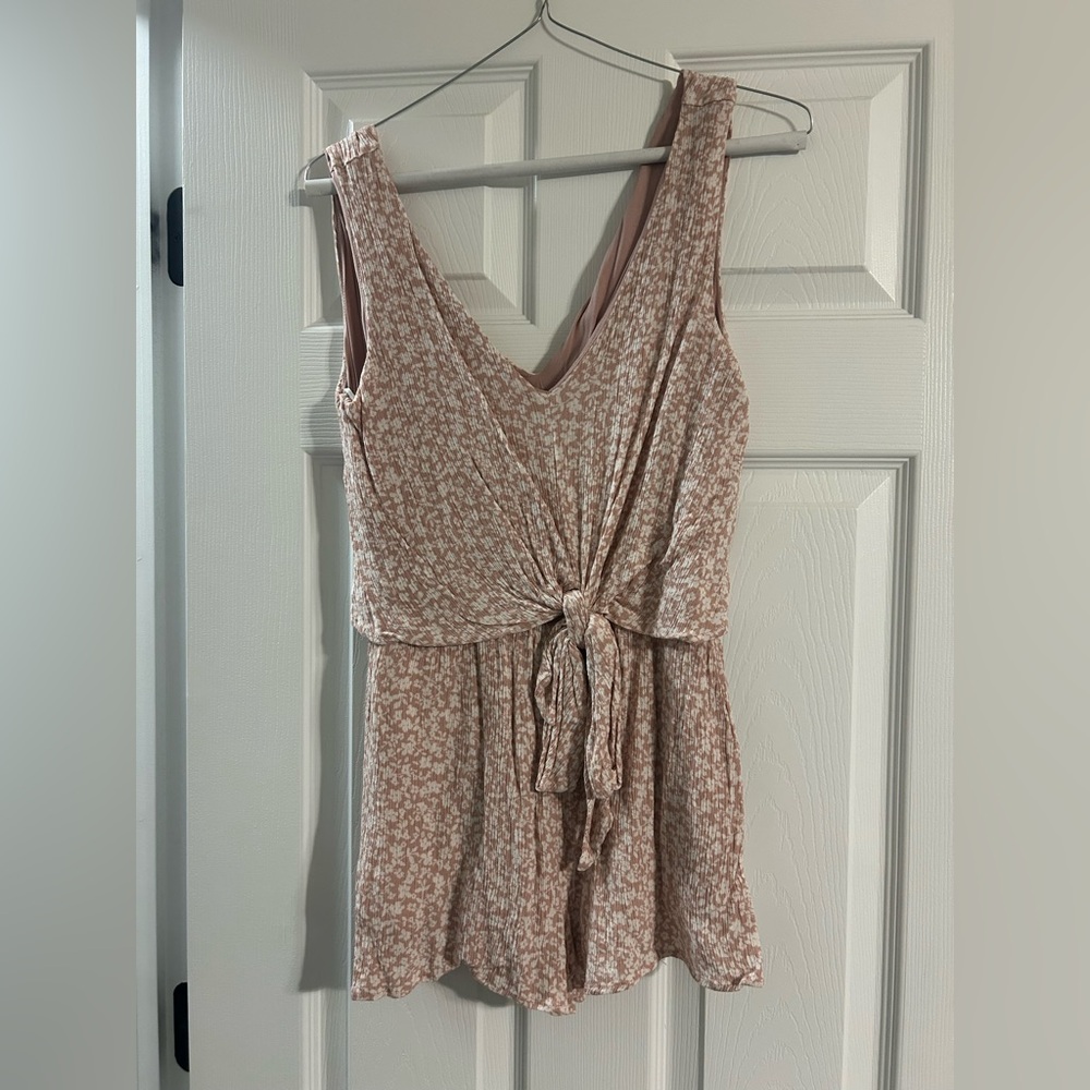Dusty Rose Floral Tie-Front Romper